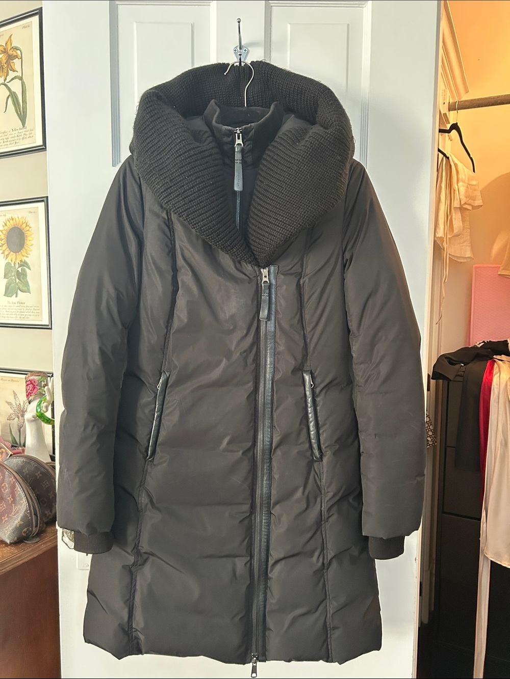 Mackage Brigid Knit Shawl Collar Black Down Coat